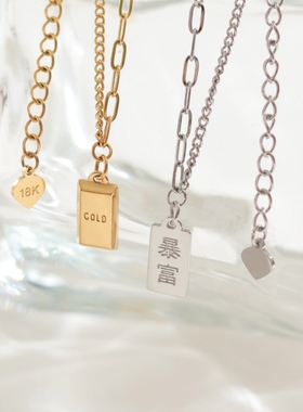 轻奢暴富小金砖锁骨链