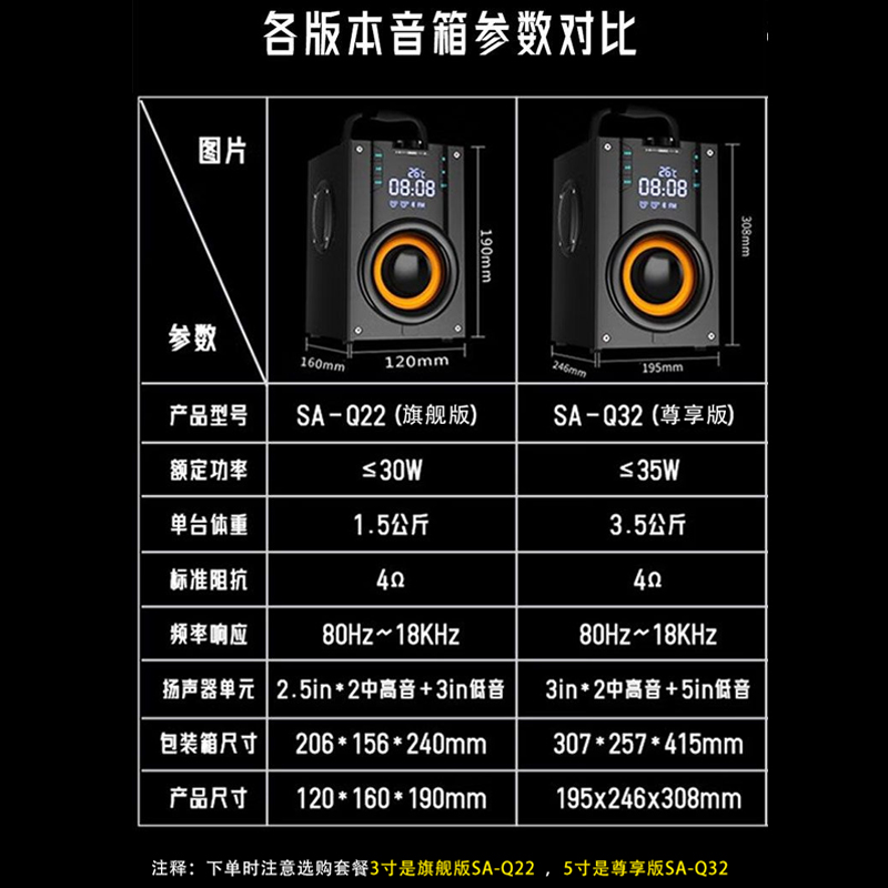 索爱Q22蓝牙音响高音质音箱无线家用客厅店铺专用大音量k歌户外-图3