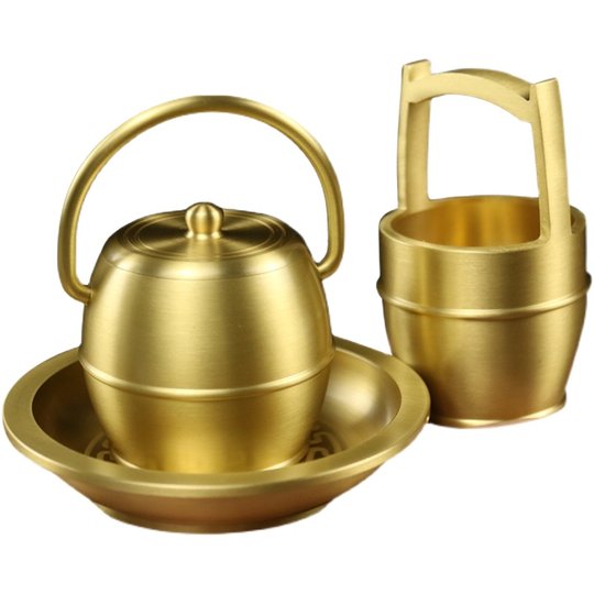 纯铜陪嫁子孙桶三件套结婚庆用品喜庆小小号马桶摆件乔迁用出嫁用