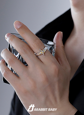 金箔十字架戒指男高街个性食指