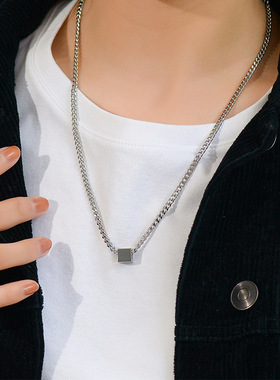方块小众设计锁骨链王一博同款