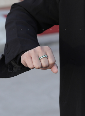 方钻祖母绿戒指时尚个性情侣