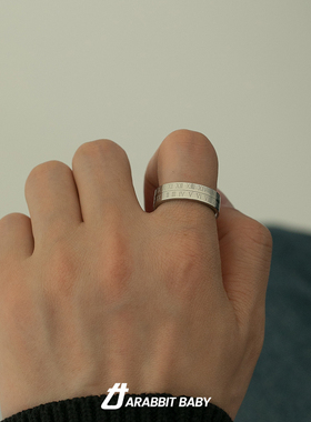 男女钛钢小众可转动戒指指环