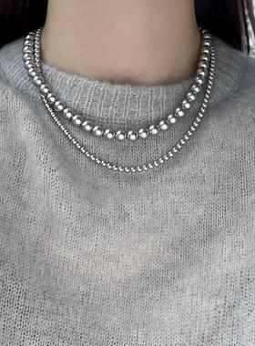 施家真多麻灰色珍珠锁骨项链女轻奢小众毛衣颈链高级感送女友闺蜜