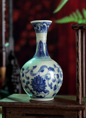 中式迷你陶瓷花瓶摆件插花花器