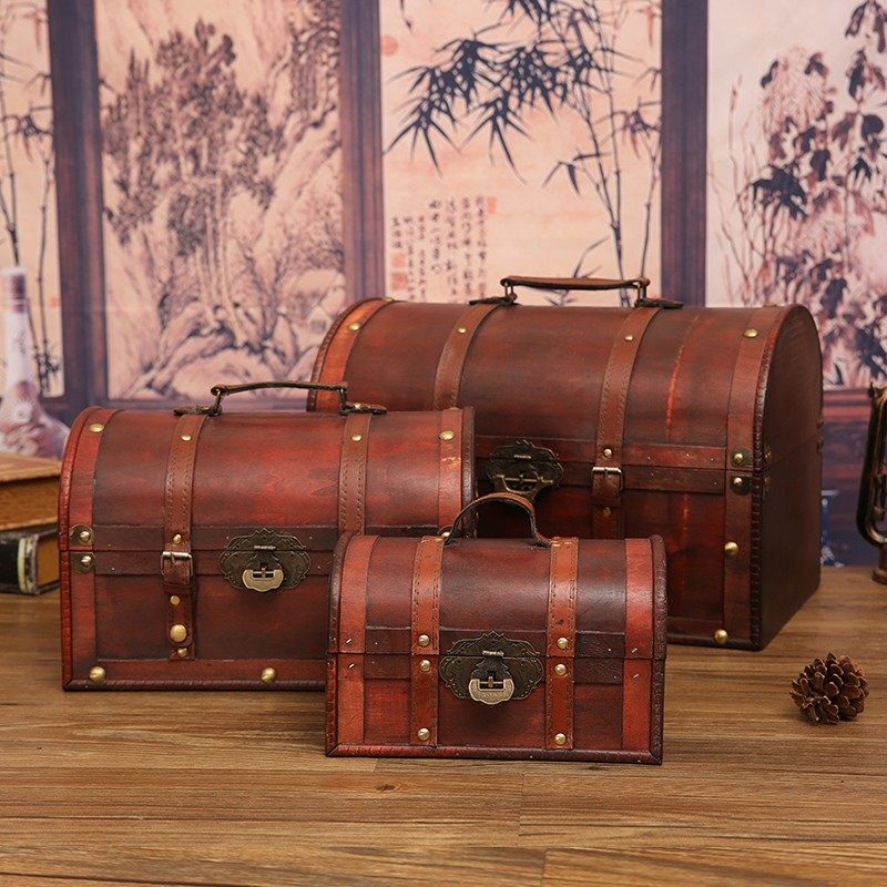 复古收纳箱带锁密码箱保险箱家用儿童玩具木箱子储物百宝箱收纳盒,淘宝优惠券,粉丝福利购,淘宝优惠卷