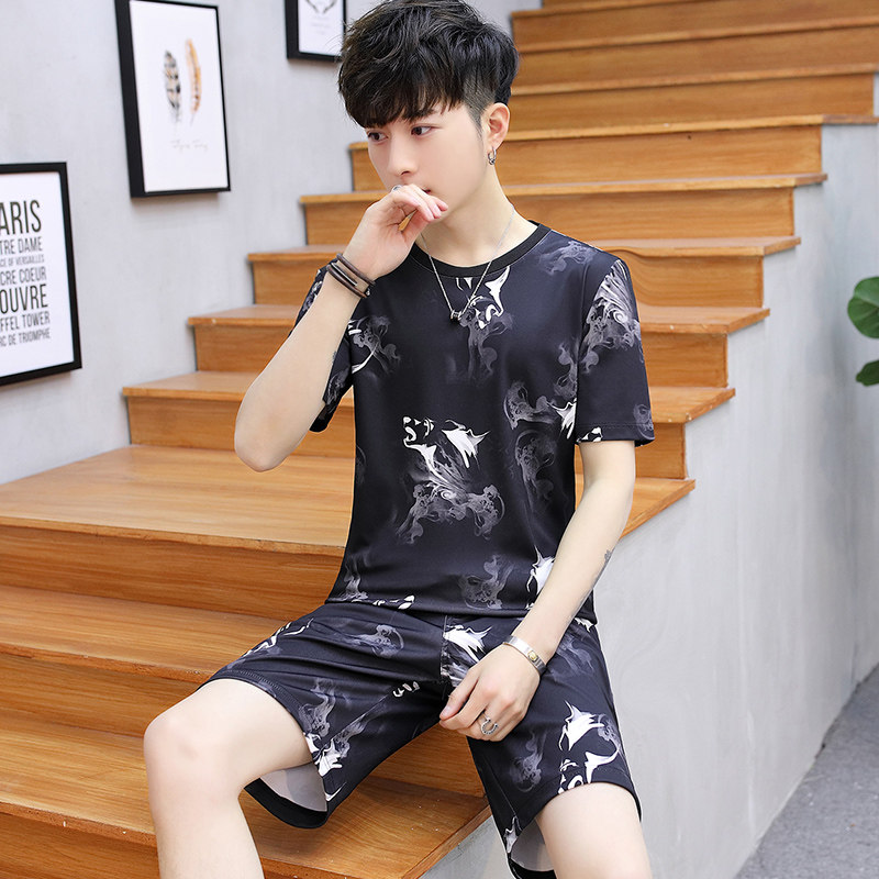 2020新款夏季冰丝青少年学生潮睡衣 格迪格奈睡衣/家居服套装