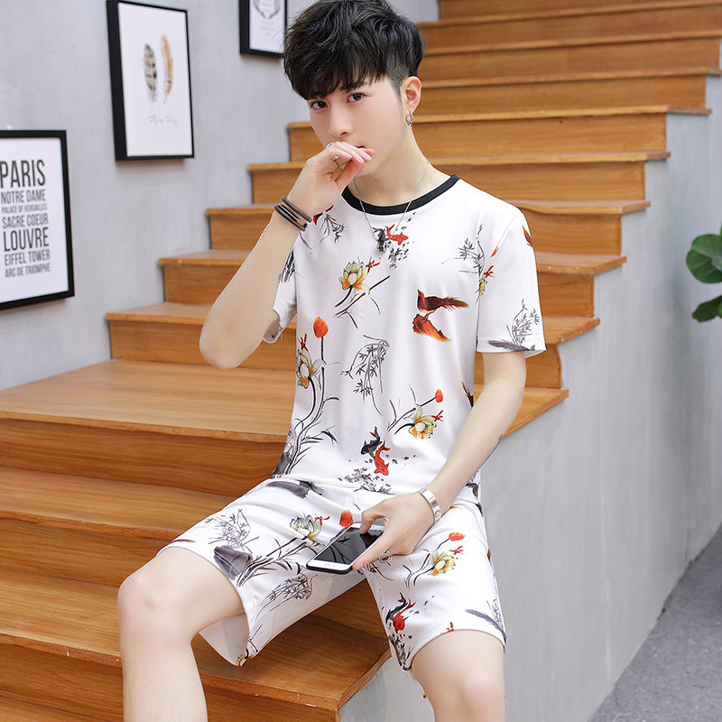 2020新款夏季冰丝青少年学生潮睡衣 格迪格奈睡衣/家居服套装