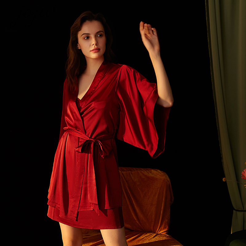 jojw法式性感冰丝绸两件套薄款睡袍 jojw睡袍/浴袍