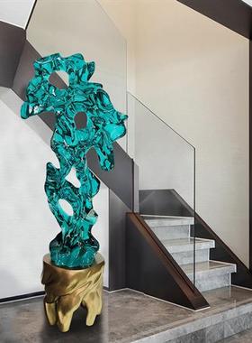透明树脂太湖石摆件售楼处酒店会所大堂楼梯间大型落地雕塑装饰品