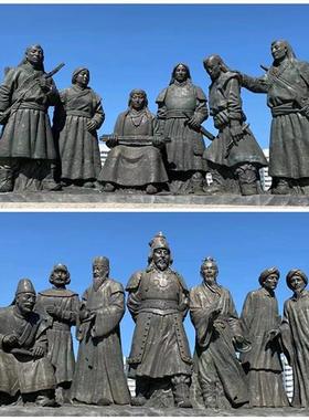 玻璃钢民俗雕塑定制大型户外藏族蒙古族人物铸铜雕像景观落地摆件