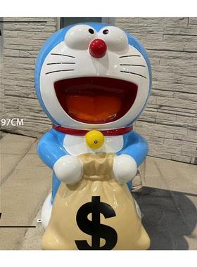 玻璃钢卡通雕塑哆啦a梦门头壁挂装饰商场咖啡厅网红机器猫摆件