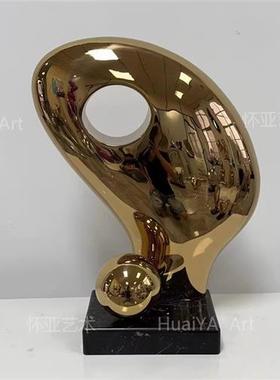 不锈钢镜面椭圆形水滴鹅卵石雕塑室内售楼处酒店会所水池装饰摆件