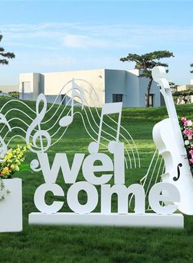 户外不锈钢大提琴雕塑商场公园步行街花架花箱装饰金属字母摆件品