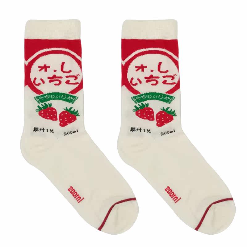 日系休闲明治草莓牛奶ins风棉袜 绵羊泡芙短袜/打底袜/丝袜/美腿袜