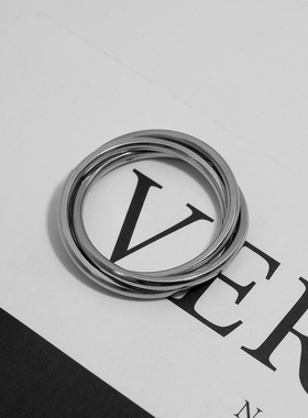 男女钛钢日韩三环设计戒指