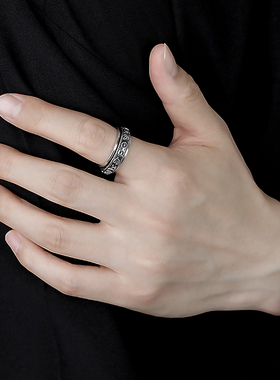 男钛钢原创设计转动戒指