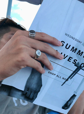 骷髅ins潮风小众开口可调节戒指