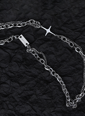 拼接项链男潮ins嘻哈卫衣百搭