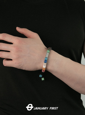 彩色火山石串珠手链多巴胺高级感