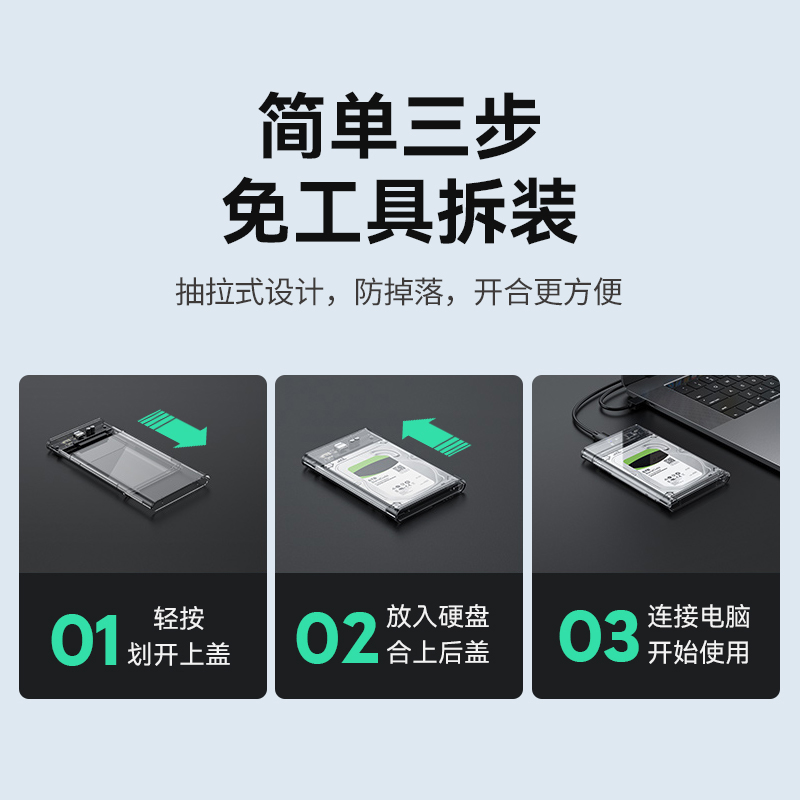 移动硬盘盒子2.5英寸外接typec机械固态sata笔记本usb3.0通用ssd - 图1