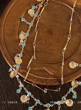 异域公主蓝锆贝壳项链