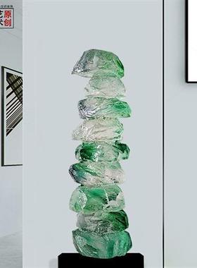 新中式创意叠层太湖石树脂摆件客厅书房透明树脂艺术雕塑摆件