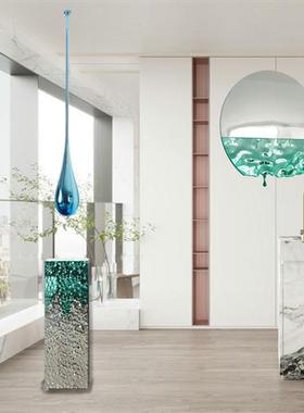 现代轻奢不锈钢水滴吊顶装饰壁挂酒店大堂售楼部大型落地雕塑摆件