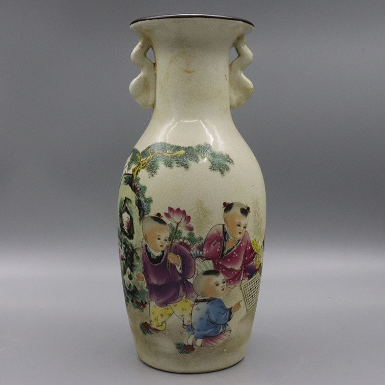 品質検査済 花瓶 同治年製 粉彩 古美術 唐物 唐詩 清代 asakusa.sub.jp