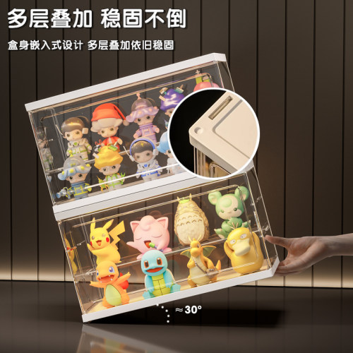盲盒展示架透明展示柜玩具防尘泡泡玛特手办展示盒积木小摆件盒子 - 图1