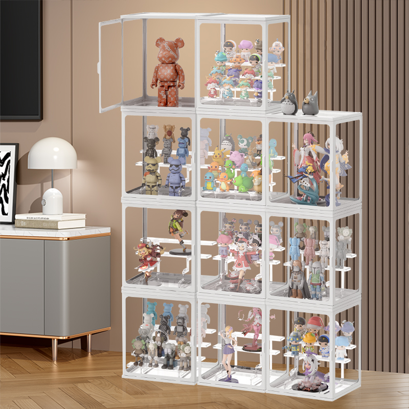 新款盲盒展示架收纳盒展示柜玻璃透明防尘手办玩具积木收纳展示盒 - 图2