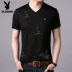 Playboy Summer Men Áo thun ngắn tay cho nam V-cổ In áo thun cotton Một nửa tay áo cho nam Tide hàng đầu - Áo phông ngắn áo phông nam đẹp Áo phông ngắn