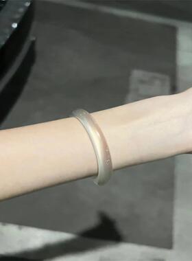 天然冰种高冰香槟金玛瑙手镯玉石镯子冰透马料白月光玉髓玉镯郁金