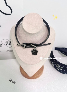 IVONA【小狗项圈^】原创diyY2k辣妹设计小狗爪印项圈chocker项链