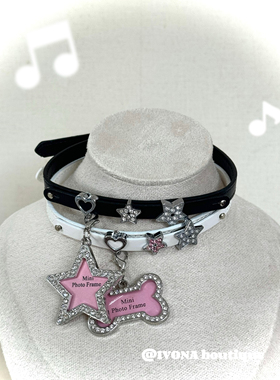 IVONA【亚亚chocker】y2k少女粉色星星骨头千禧甜酷辣妹项链项圈