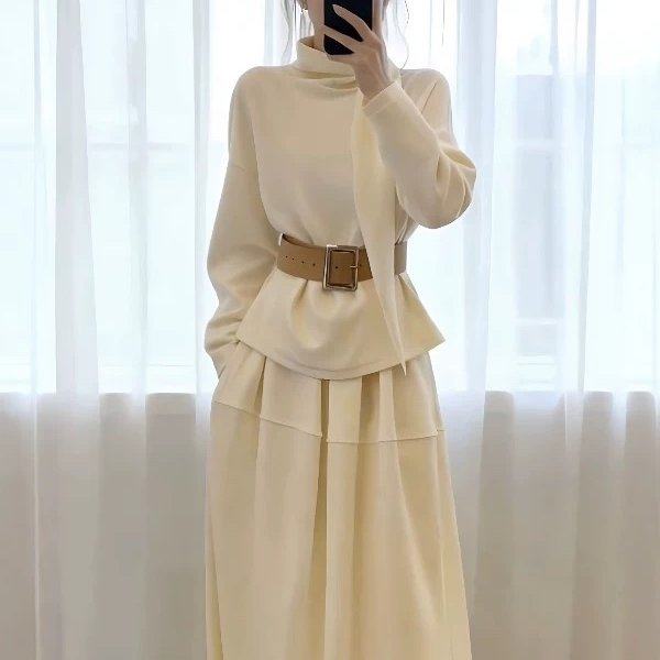 2025新款小香风高领针织连衣裙子女秋冬季法式巨好看穿搭一整套装,淘宝优惠券,粉丝福利购,淘宝优惠卷