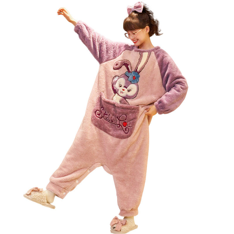 连体冬季法兰绒宽松可爱加绒睡衣 欣燠龙睡衣/家居服套装