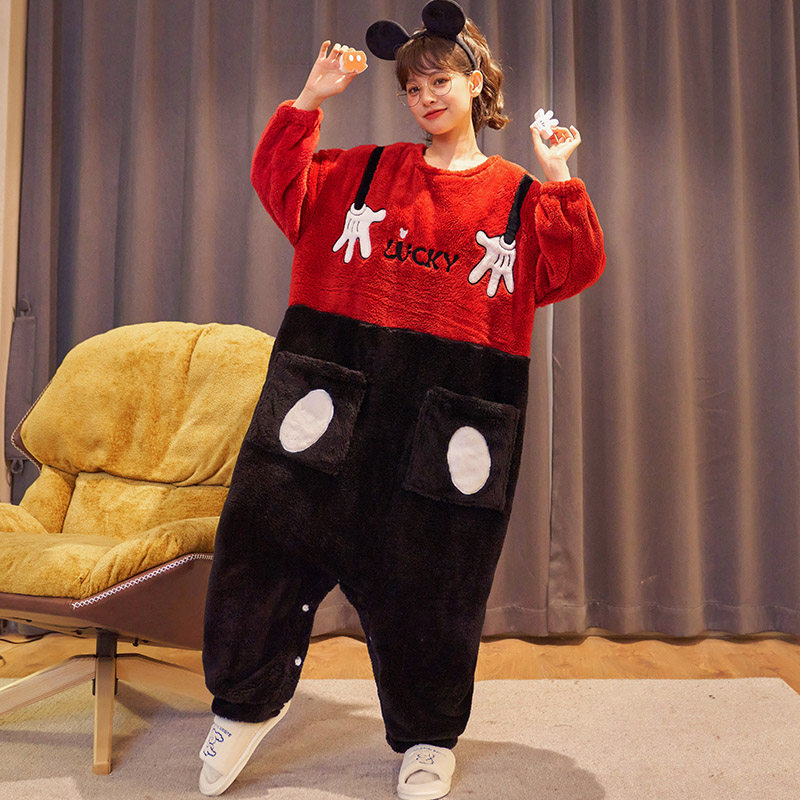 珊瑚绒连体冬加绒加厚可爱宽松睡裙 欣燠龙睡衣/家居服套装