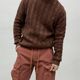 Cotton sweater men's round neck pullover thick needle twist sweater Japanese retro loose Hong Kong S style khaki new wool