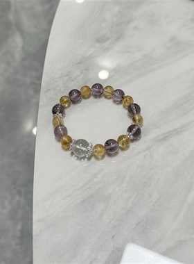 招财进宝天然紫水晶黄塔晶手链女款手串送闺蜜女友礼物时尚