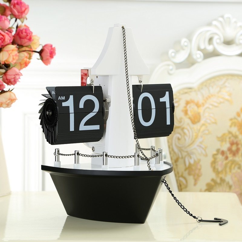 时尚创意钟表 自动帆船翻页钟 海盗轮船 座钟表客厅台钟 欧式挂钟,淘宝优惠券,粉丝福利购,淘宝优惠卷