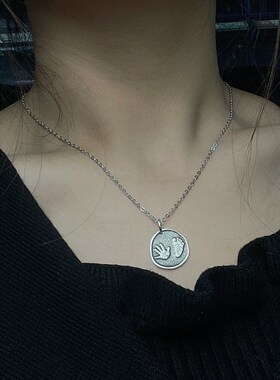 纯银定制宝宝新生婴儿童满月百天手脚足印925银情侣刻字项炼礼物