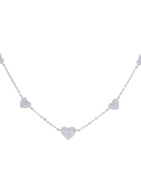 新款简约百搭爱心锆石吊坠项链心形锁骨链日常搭配时尚饰品代发