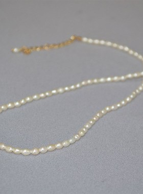 基础款淡水米粒珍珠法式温柔魅力女人简约气质百搭锁骨链短款项链