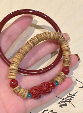 红色朱砂手镯子女款貔貅手串珠手链轻奢小众精致手环新中式手饰品