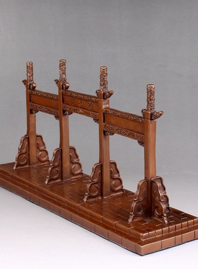 紫铜棂星门摆件大毛笔架笔搁仿古建筑牌坊式文房家居装饰客厅礼品