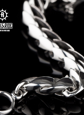 ROCKRIDE复古龙脊手链925纯银