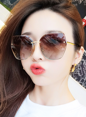 新款无边框网红大框显瘦太阳眼镜