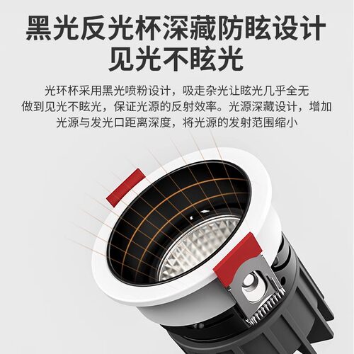 深杯防眩开孔55mm射灯嵌入式5cm筒灯小山丘孔灯直径6公分天花灯 - 图1