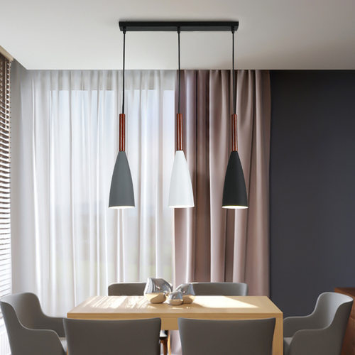 餐厅吊灯三头现代简约北欧餐桌创意个性铁艺家用饭厅吧台led灯具 - 图1